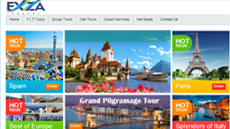 Exza Travel website developed by Dezino Graphics